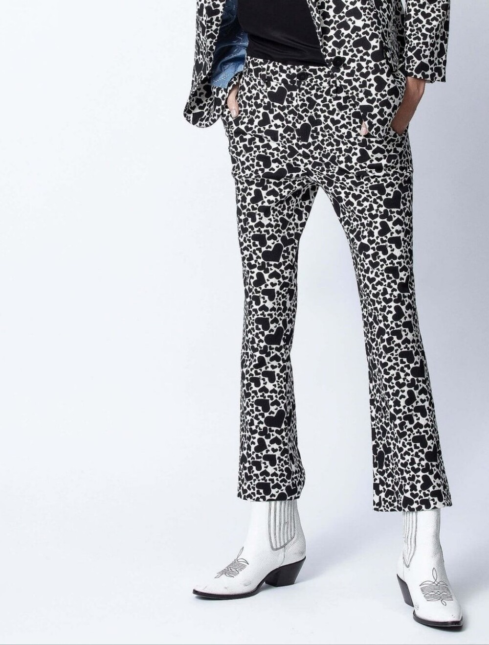 Zadig & Voltaire Polis Heart Print Pants In Black Size 34 (2)